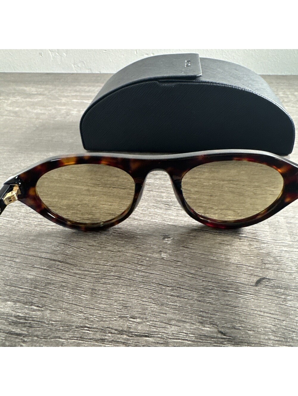 PRADA Sunglasses SPR B15 17N-70R Cat Eye Tortoise Gold 51-21-145 With Case - Picture 5 of 6